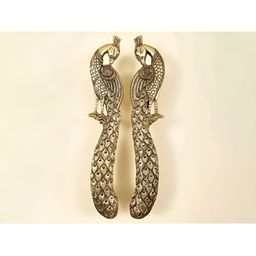 Exotic India Set Of 2 Brass Peacock Design Door Handles-30