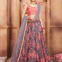 DIVASTRI Embroidered Thread Work Semi-Stitched Lehenga & Unstitched Blouse With Dupatta-picture-49