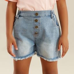 Kookie Kids Denim Mid Thigh Washed Short - Blue-image-96