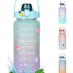 House of Quirk 2 liter 3D Sticker BPA Free Unbreakable Sports Water Bottles  - Blue Purple-image-61