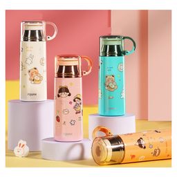 YAMAMA Kawai Stainless Steel 304 Double Wall Water Bottle With Cups for Kids And Adults 520 ml  Color May Vary-picture-28