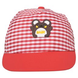 Kid-O-World Animal Applique Detailed Checked Cotton Cap -  Red-14