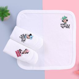 Babyhug Disney Interlock Knit Hands and Face Towel With Minnie Mouse Graphic Pack of 3 L 28 x B 28 cm - White-image-30