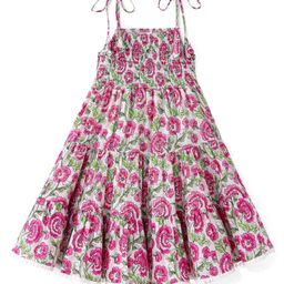 Babyhug Cambric Woven Sleeveless Floral Printed Ethnic Dress -  White-image-43