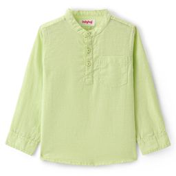 Babyhug Cotton Linen Woven Full Sleeves Mandarin Collar Solid Kurta Shirt -Lime-image-78