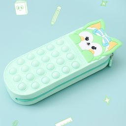 Kitty Shape Pencil Box with Pop It Applique - Green-16