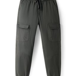 Pine Kids Cotton Elastane Woven Full Length Solid Color Trouser - Olive Green-picture-7