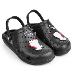 HOPPA SWEDEN Perforated Slingback Clogs With Dinosaur Charms - Black-image-59