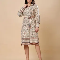 T TRYON ULTIMATE Women Ethnic Motifs Printed Shirt Midi Dress-image-63