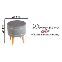 Shadowkart Grey Wooden Round Shaped Ottomans-12