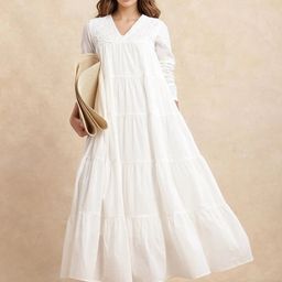 RAREISM Women Cotton Janear Primary Off White Dress-image-49