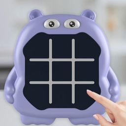 Ji & Ja Tic Tac Toe Game, Animal-Themed 3-in-1 Handheld Puzzle Game Console ( hippo) - Multicolor image 2
