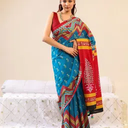 BUTA BUTI Floral Pure Cotton Saree-image-91