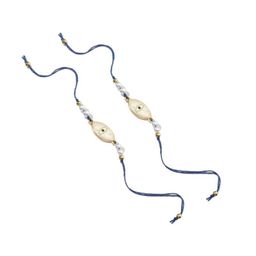 SALTY Set Of 2 Evil Eye Pearl Talisman Thread Rakhis With Roli & Chawal-44