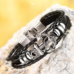 UNIVERSITY TRENDZ Men Leather Antique Wraparound Bracelet-image-13