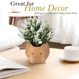 Kuber Industries 10-Pcs Beige & Green Artificial Plants With Pot image 3