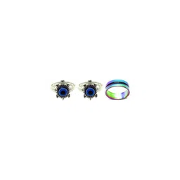 Dynamic Retail Global Set of 3 Rings for Men & Women, Blue-Multicolor Alloy Ring ()-79