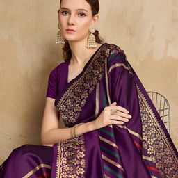 Mitera Woven Design Striped Zari Saree-picture-41