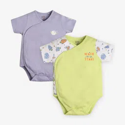 Ed-a-Mamma Baby Infants Pack Of 2 Printed Cotton Bodysuits-47