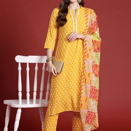 Anouk Ethnic Motifs Print Kurta with Trousers & Dupatta-picture-2