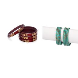SOMIL Women Combo of 2 Stones Studded Ethnic Bangles Set-picture-13