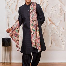 VASTRAMAY Men Self-Design Sherwani Set-7