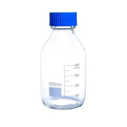 Eduscope 500 ml Reagent Bottle with Screw Cap Transparent Borosilicate Glass, ‎BORGLASSBTWP (Pack of 10)-14