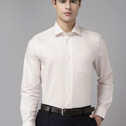 Blackberrys Men Beige Pure Cotton Woven Design Slim Fit Formal Shirt-image-61