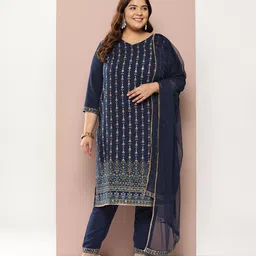 Sztori Women Floral Printed Regular Gotta Patti Kurta with Trousers & Dupatta-15