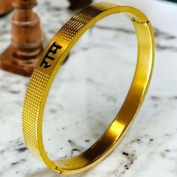 PASU FASHION Unisex Handcrafted Gold-Plated Kada Bracelet-image-4