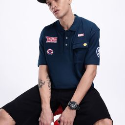 Kook N Keech Marvel Captain America Printed Polo Collar Oversized T-shirt-image-35