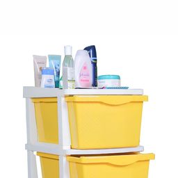 Parasnath Boxo Yellow & White 5 Layer Modular Drawer Storage Organisers With Wheels image 3