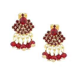 FirstBlush Gold-Plated American Diamond Studded Contemporary Drop Earrings-image-53