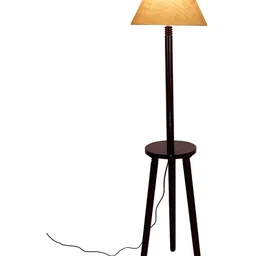 Devansh Brown & White Wooden Floor Lamp-image-99
