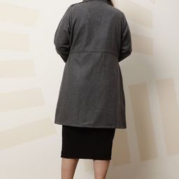 Athena Ample Plus Size Solid Longline Notched Lapel Woolen Overcoat image 4