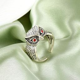 MEMOIR Silver-Plated Owl Finger Ring-picture-7