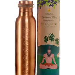 Sarveda 7 Chakra Plain Copper Water Bottle-  1000 ml-image-3