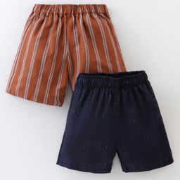 Rikidoos Cotton Pack Of 2 Striped & Exclamatory Mark Printed Boxers - Brown & Navy Blue-image-84