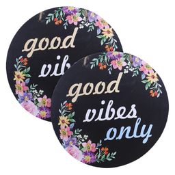 Kuber Industries Wall Hanging QuotesMdf Wooden Round Shaped Floral Print Plates For Kids Bedroom,Hall Entrance,Office,Pack of 2,Black,-picture-18