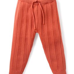 Babyhug Sweater Knit Fleece and Woollen Pants - Rust Red-image-3