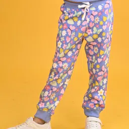 Anthrilo Fleece Butterfly Floral Printed Joggers - Blue-picture-33