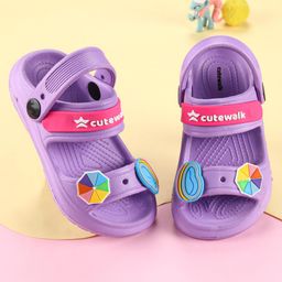 Cute Walk by Babyhug Clogs with Backstrap Closure & Umbrella Applique - Purple-image-24