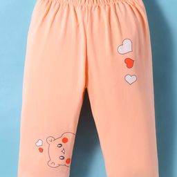 Tango Single Jersey Knit Full Length Lounge Pant With Animal & Heart Print - Peach-image-82