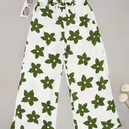 Pantaloons Junior Rayon Floral Printed Palazzo - White-picture-33