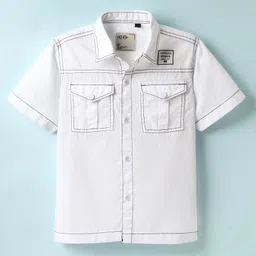 Ruff Cotton Woven Solid Colour Shirt - White-image-77