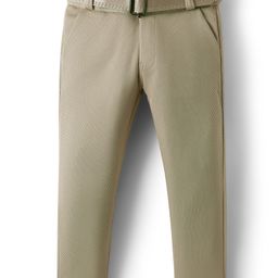 Rikidoos Cotton Lycra Woven Textured Pant With Belt - Light Beige-image-65