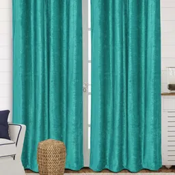 Saral Home Teal Green 2 Pieces Room Darkening Long Door Curtains-image-47