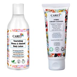 CARET ORGANIC Honey & Almond Body Lotion - 100 ml & Hybrid Creamy Cleanser Face Wash-50 ml-5