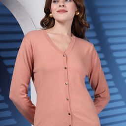 R.Code by The Roadster Life Co. Women Solid V-Neck Woollen Cardigan Sweater-picture-17
