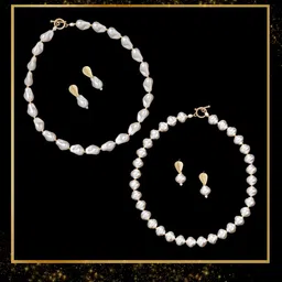 AMI Set Of 2 Gold Plated Classy Pearls Studded Jewellery Set-2